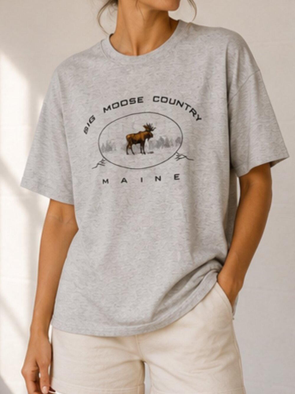 Delta Light Gray Moose Graphic Tee large
